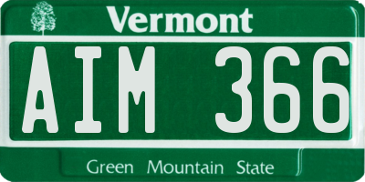 VT license plate AIM366