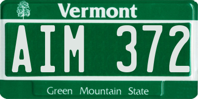 VT license plate AIM372