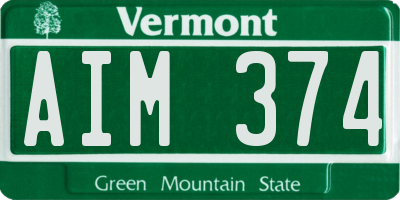 VT license plate AIM374