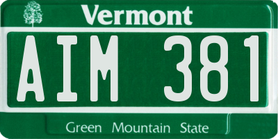 VT license plate AIM381