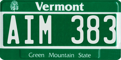VT license plate AIM383