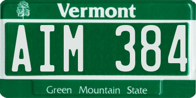 VT license plate AIM384