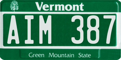 VT license plate AIM387