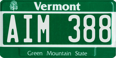 VT license plate AIM388