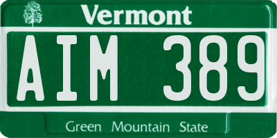 VT license plate AIM389