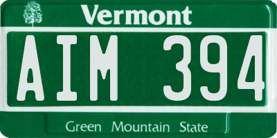VT license plate AIM394