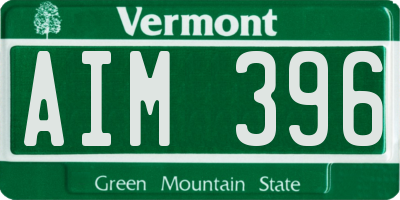 VT license plate AIM396