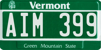 VT license plate AIM399