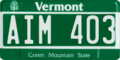 VT license plate AIM403