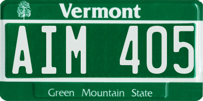 VT license plate AIM405