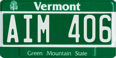 VT license plate AIM406
