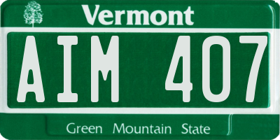VT license plate AIM407