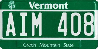 VT license plate AIM408
