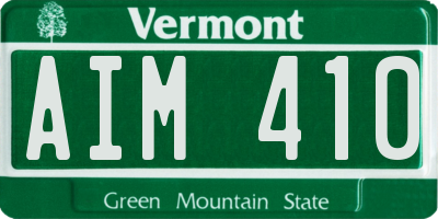 VT license plate AIM410