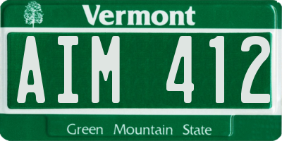 VT license plate AIM412