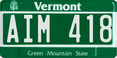 VT license plate AIM418