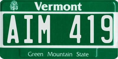 VT license plate AIM419