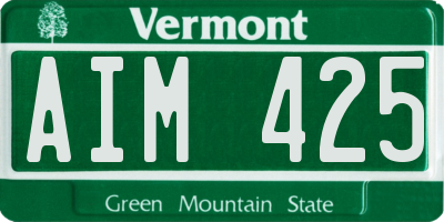 VT license plate AIM425