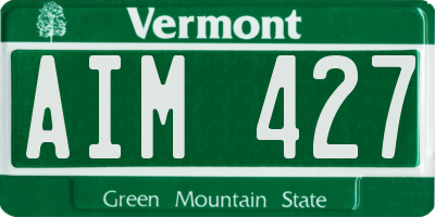 VT license plate AIM427