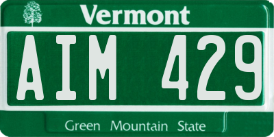 VT license plate AIM429