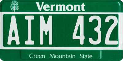 VT license plate AIM432