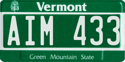 VT license plate AIM433