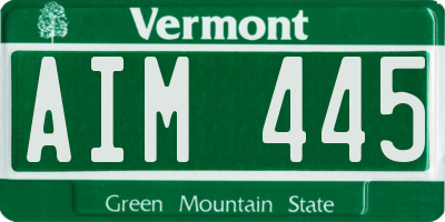 VT license plate AIM445