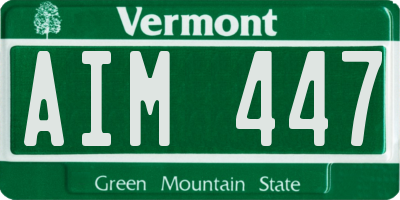 VT license plate AIM447