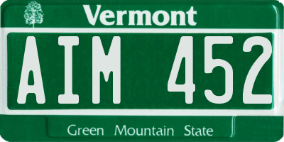 VT license plate AIM452