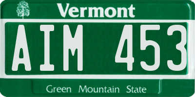 VT license plate AIM453