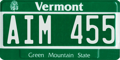 VT license plate AIM455