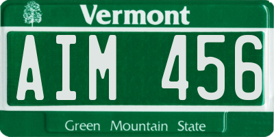 VT license plate AIM456