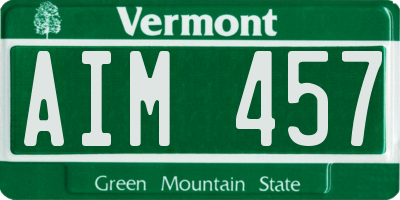 VT license plate AIM457