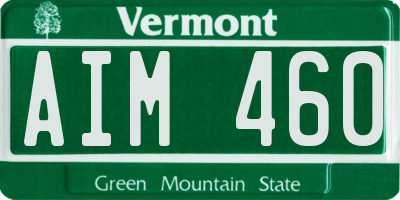 VT license plate AIM460