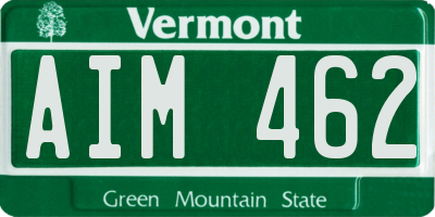 VT license plate AIM462