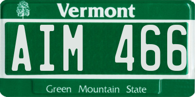 VT license plate AIM466