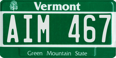 VT license plate AIM467