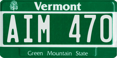 VT license plate AIM470