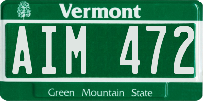 VT license plate AIM472