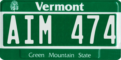 VT license plate AIM474