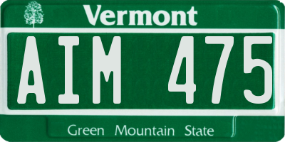 VT license plate AIM475