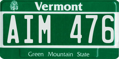 VT license plate AIM476