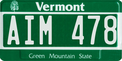 VT license plate AIM478