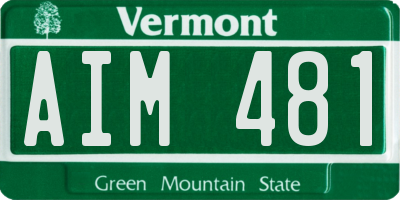 VT license plate AIM481