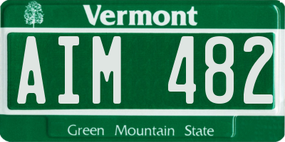 VT license plate AIM482