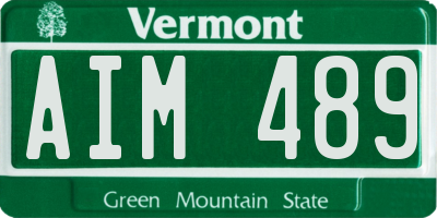 VT license plate AIM489