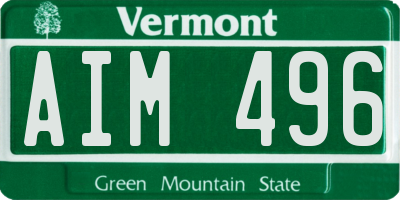 VT license plate AIM496