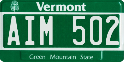VT license plate AIM502