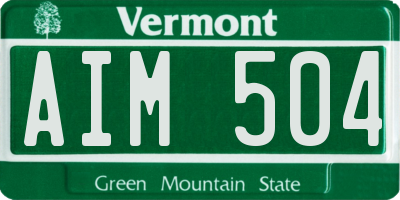 VT license plate AIM504
