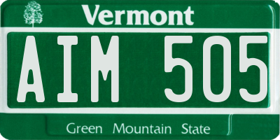 VT license plate AIM505
